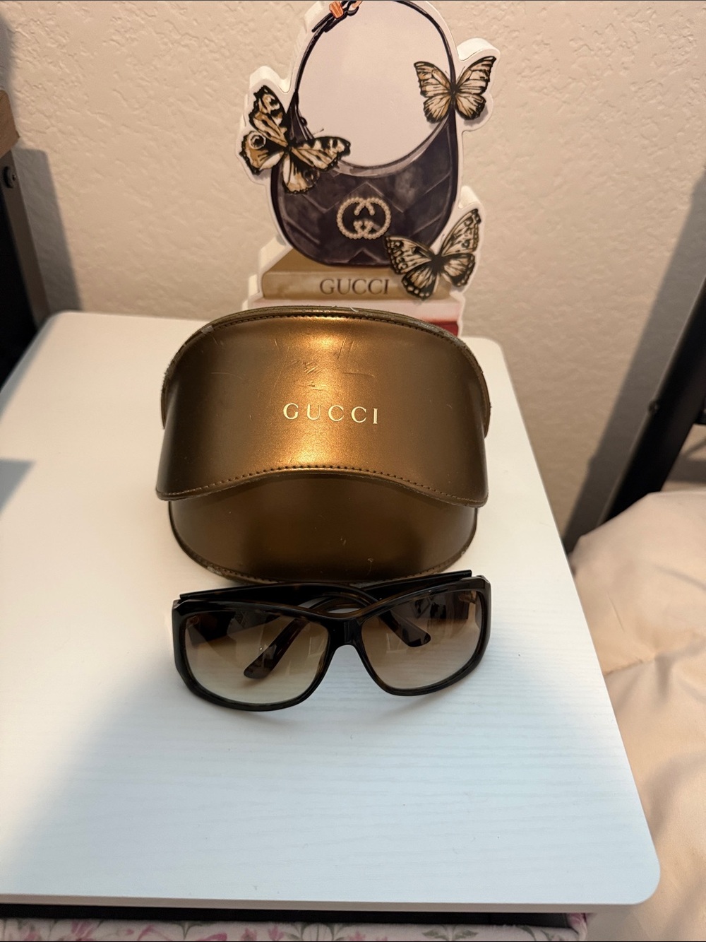 Gucci Brown Women's Sunglasses with Gold Case